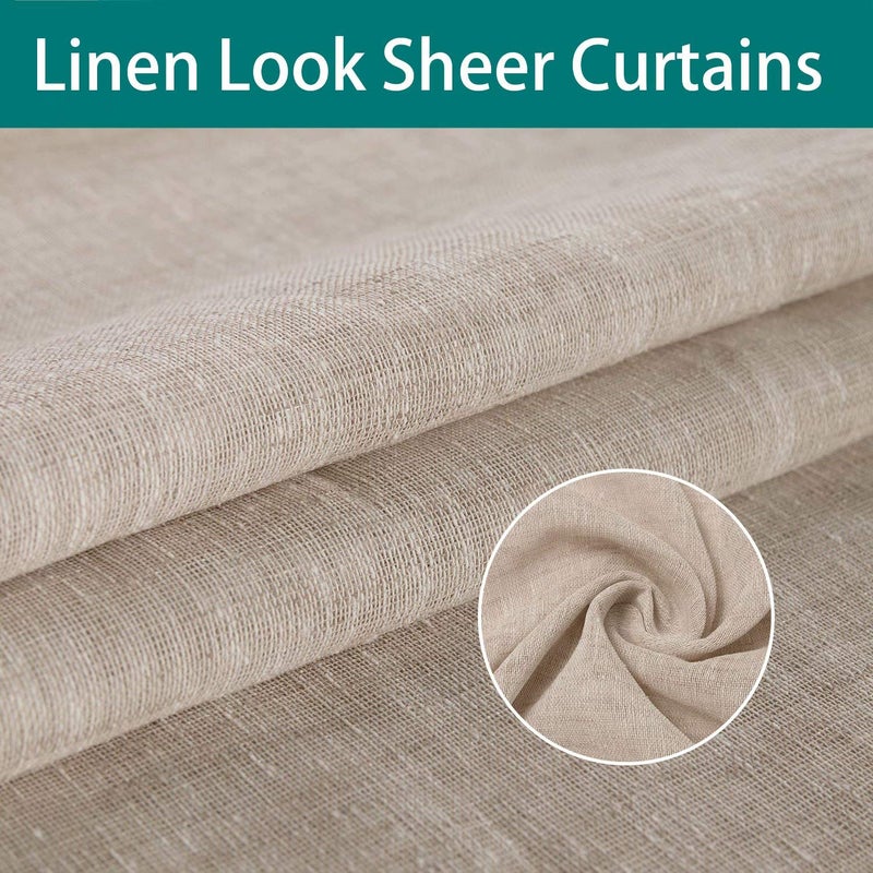 LORDTEX Burlap Linen Look Outdoor Curtains for Patio - 2 Panels Waterproof Sheer Curtains for Pergola, Porch, Cabana and Gazebo Grommet Indoor/Outdoor Voile Sheer Drapes (52 x 84 inch, Linen) - Image 4